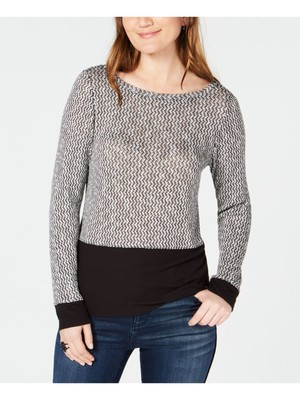 

INC Женский черный свитер с длинным рукавом с принтом и вырезом под горло