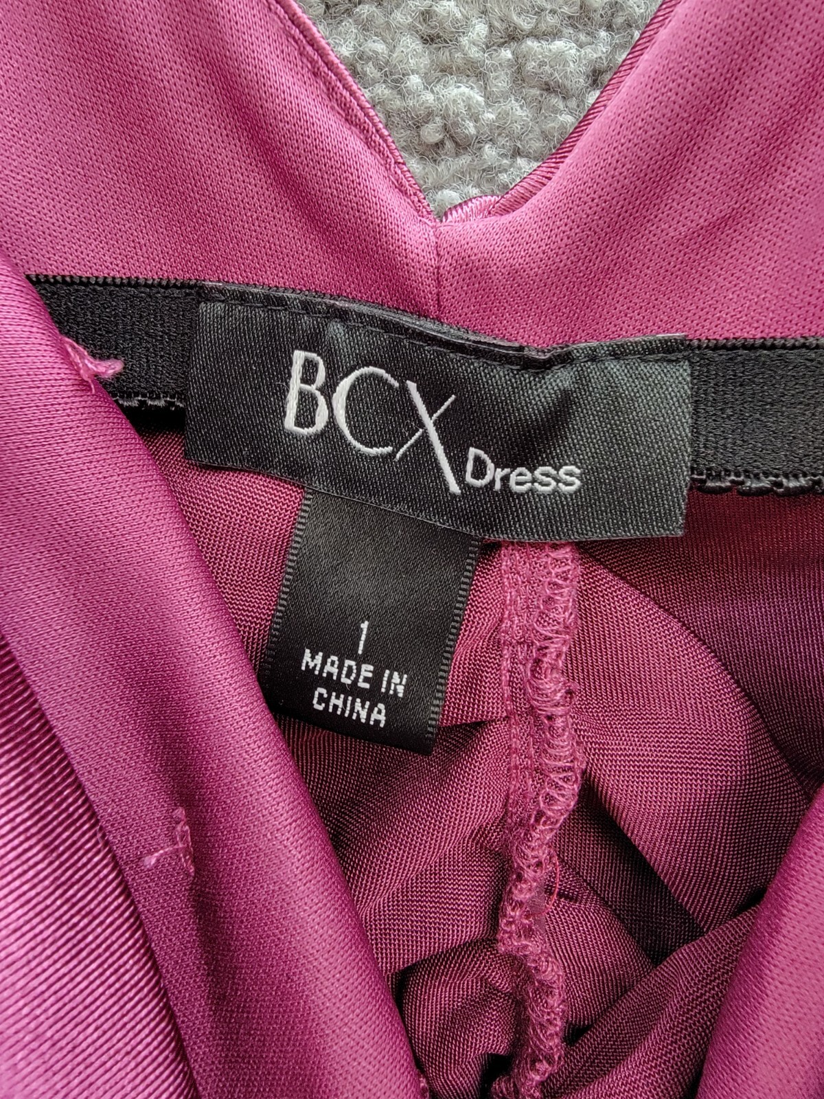 BCX Ruched Mermaid Dress Juniors' 1 Plum Front Slit V-Neck Back Zip Closure - Picture 8 of 15