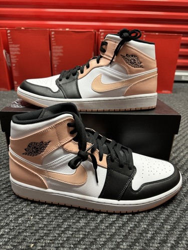 シューズ(男性用) JORDAN 1 MID \"WHITE/BLACK/CRIMSON TINT\" Nike Air Jordan 1 Mid (Crimson Tint/ White/ Black /Orange