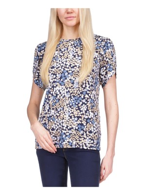 

Женский темно-синий топ с рукавами-лепестками MICHAEL MICHAEL KORS для работы Petites P\L, Navy