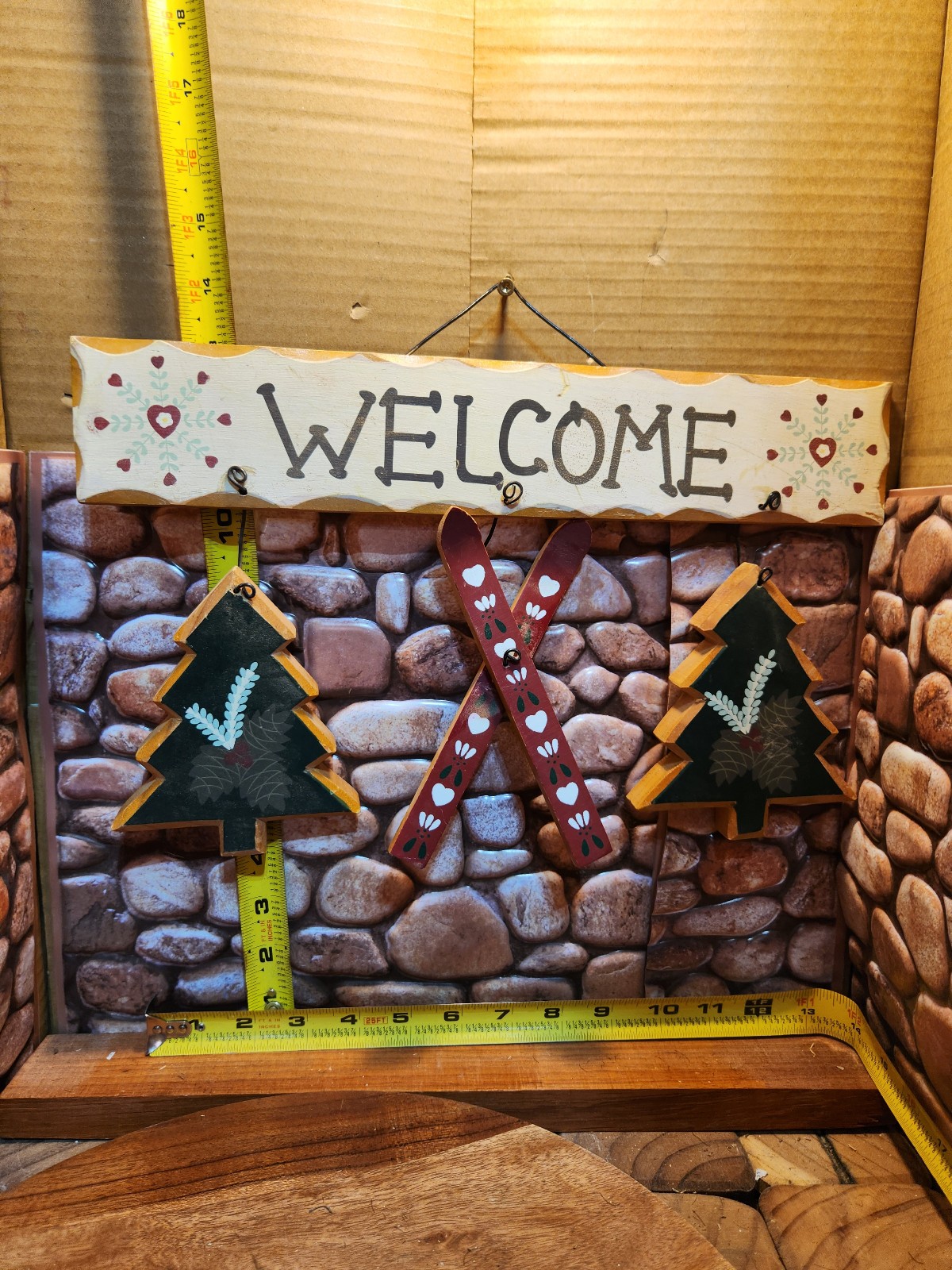 Welcome Sign Trees/Skies Hanging Wall Decor Brown  10X14"