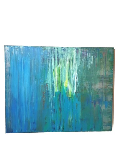 Epic Original Glowing Aqu (See Video) Abstract Acrylic Painting on Canvas 16x20