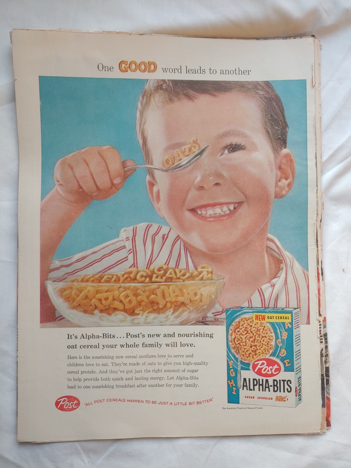 1958 VTG Orig Magazine Ad POST ALPHA-BITS Cereal Good Word