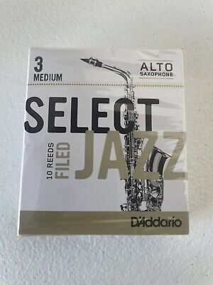 10 Select Jazz Alto Saxophone Reeds Unfiled Strength 3.0 Medium Rico