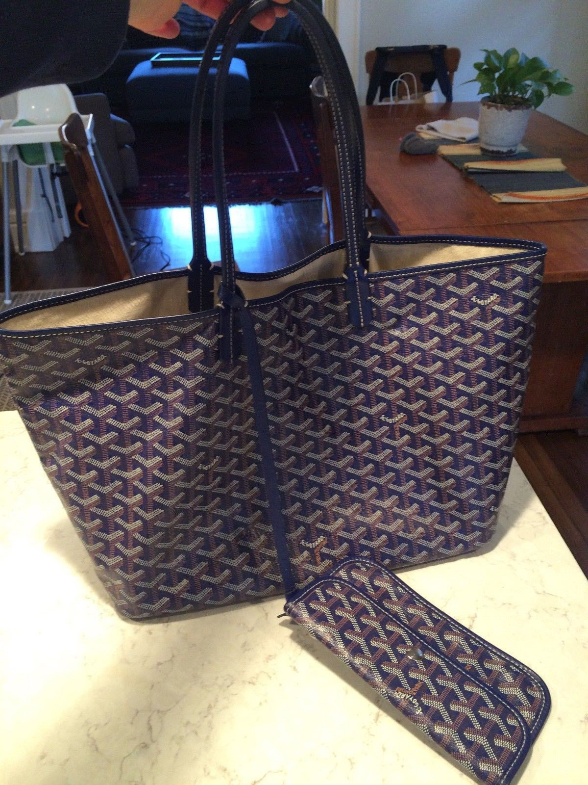 navy goyard tote