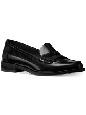 

MICHAEL KORS Женские черные кожаные лоферы Penny Buchanan Round Slip On, Черный, 40F9BUFP2L