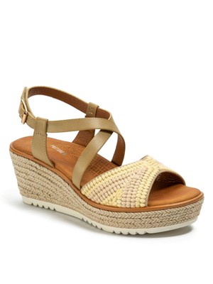 Босоножки женские желтые на платформе и каблуке с чашечкой Ethel Wedge Slingback 8,5 М