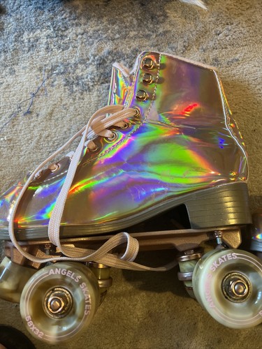 Angel Dust Holographic Pink Rose Gold Roller Skates Size 7 Usa