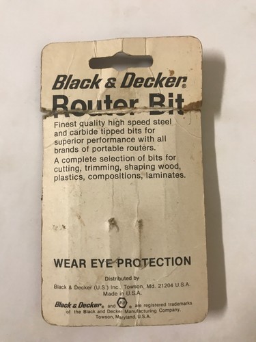 Vintage BLACK AND DECKER ROUTER BIT NOS U-58997 1/4” Shank 3/4” Strt BRAND NEW!