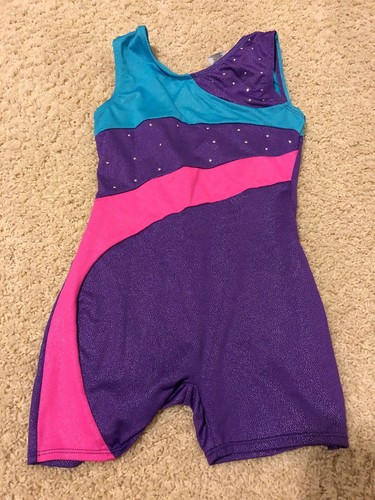 Danskin gymnastics leotard Child Medium 7/8 Biketard shorts , unitard. Set Lot