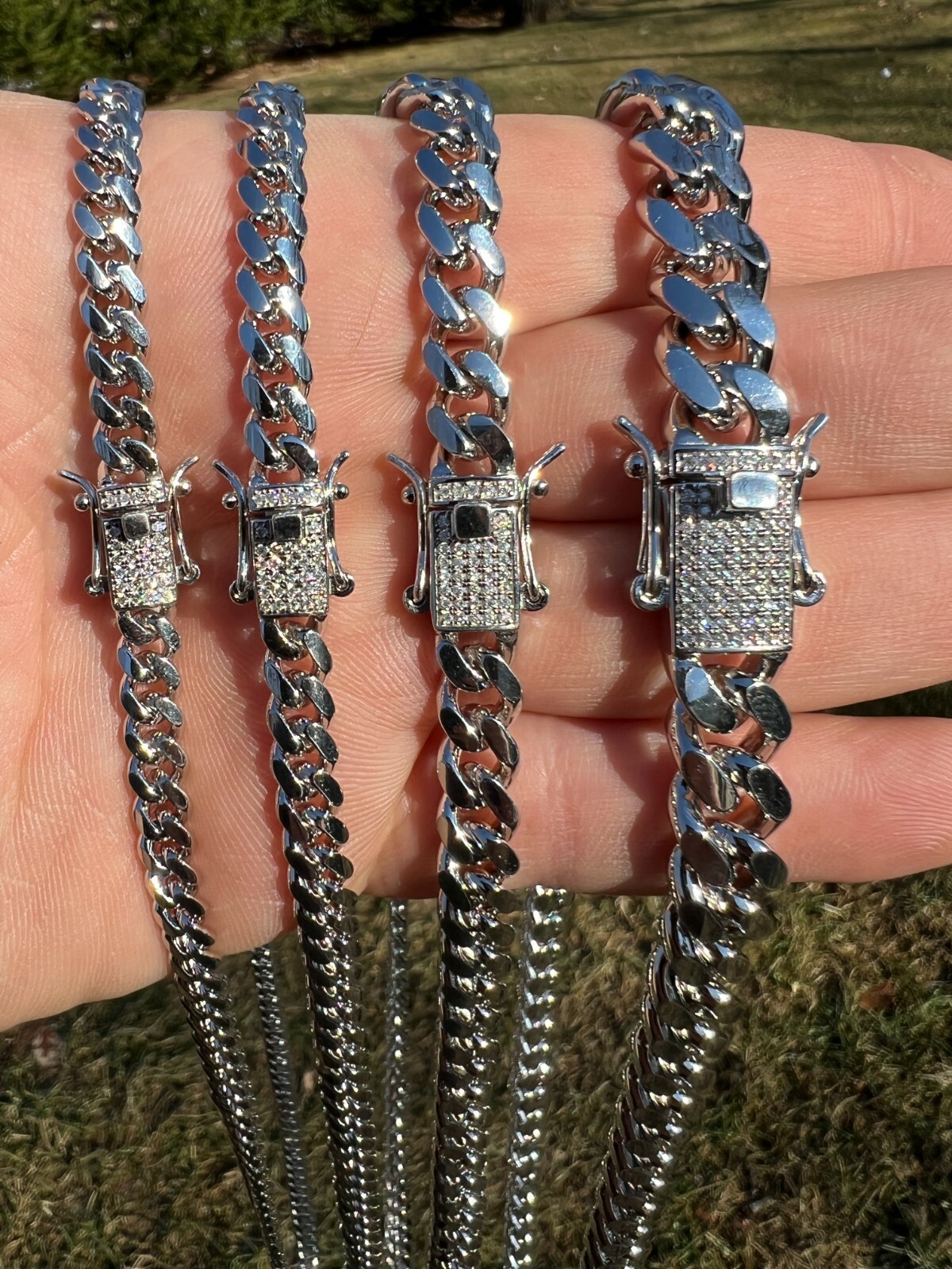 Preowned Harlembling Real Miami Cuban Chain Necklace 925 Silver