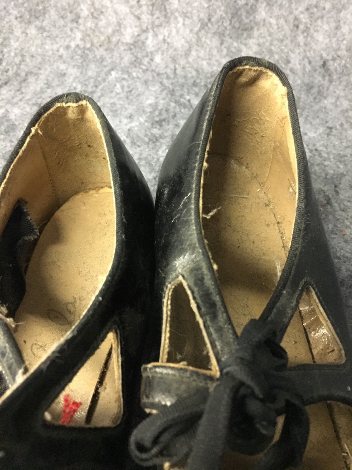 1930s 1940s black leather mary jane slip on flats size 5