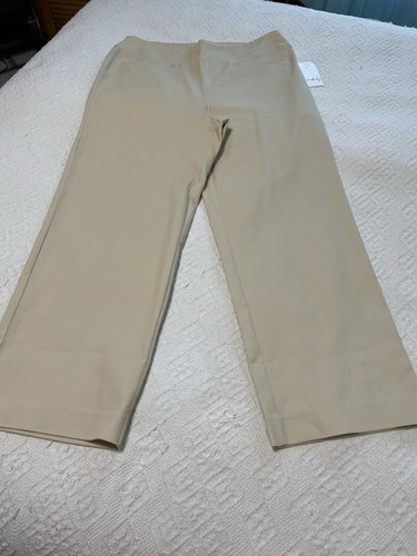 Wonderly tan twill PO crop pants, cotton blend, wide leg, 16