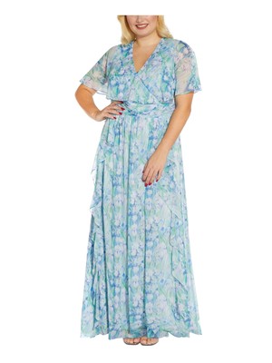 

ADRIANNA PAPELL Женское платье-накидка с синей подкладкой и короткими рукавами, платье размера плюс, Синий