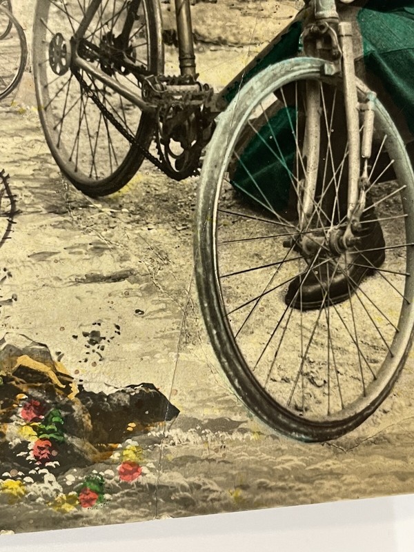 Avanti Savoia Italian Bicycle Soldiers Colored Real Photo Postcard. US Army APO