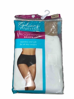 Womens 2 Pk Radiant Vanity Fair 4XL White Beige Light Smoothing Briefs NEW