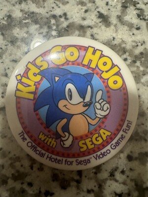 ''Kids Go Hojo'' Sonic the Hedgehog Howard Johnson Hotel Sega Promo Pin Button