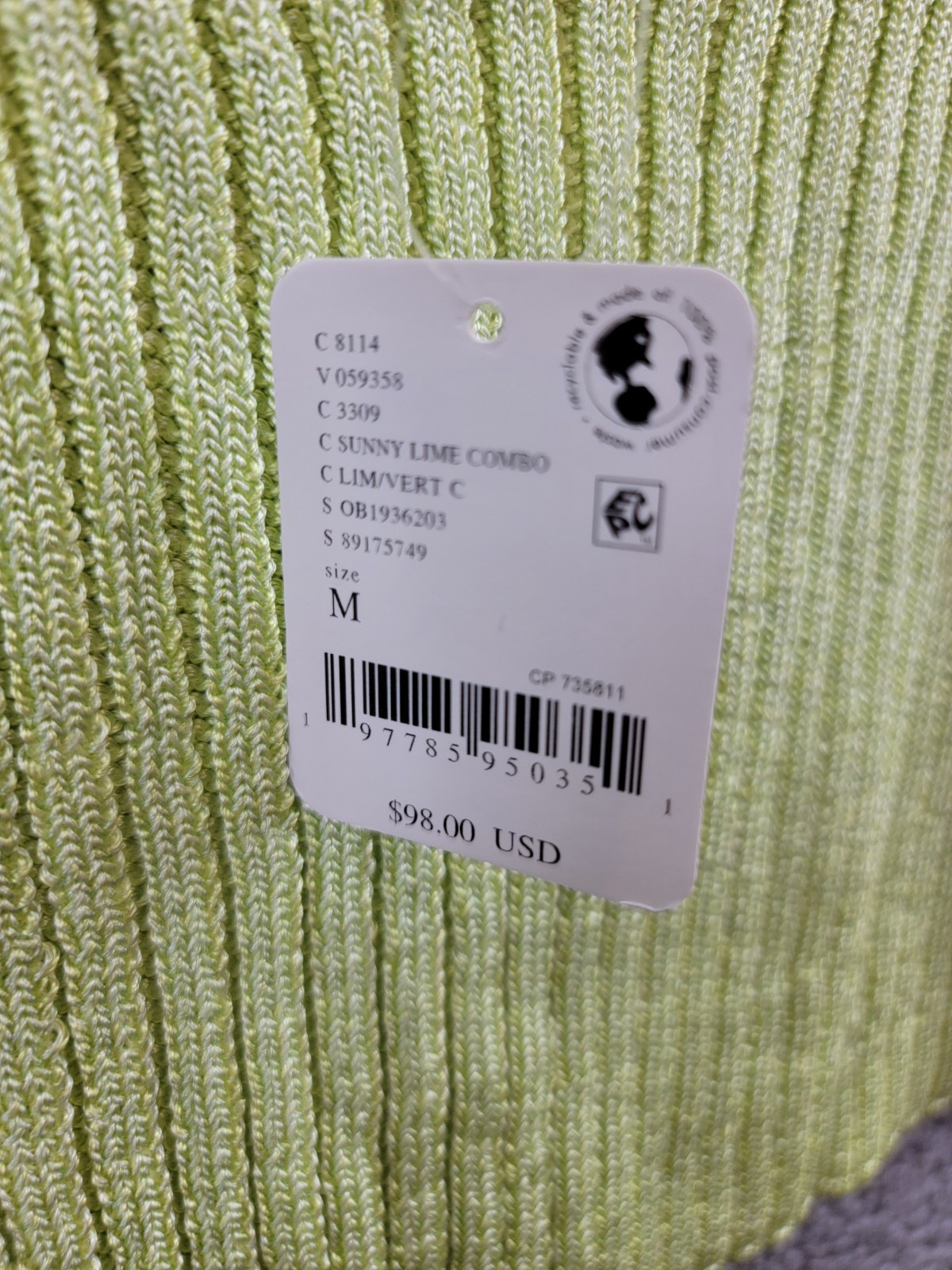 Free People Textured Short Sleeves Crop Sweater Top Women's M Sunny Lime Solid - Picture 16 of 16