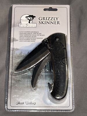 NEW FROST PROGUIDE GRIZZLY SKINNER 4 3/4'' LOCKBACK & FIELD, STRAIGHT & SAW BLADE