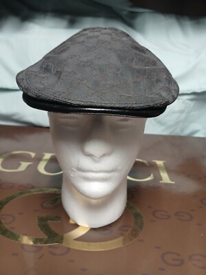 RARE Authentic Gucci Mens Flat Cap Hat Medium Gray Newsboy