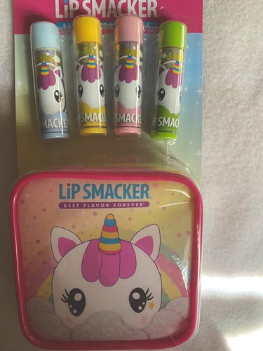 Lip Smacker Set Of 4 Unicorns & Pouch Sprinkles Marshmallow 