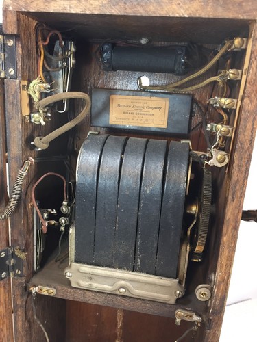 Antique Wood Northern Electric Wall Crank Telephone Vintage Wooden Phone 1922