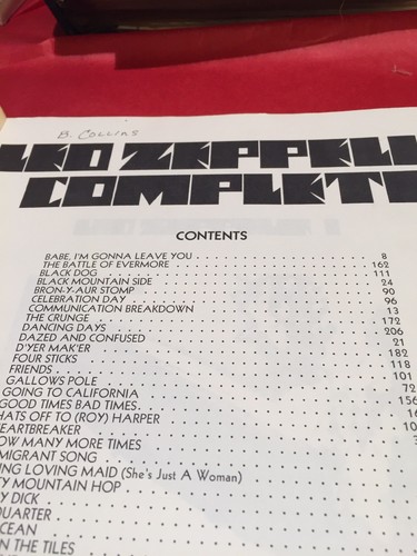 LED ZEPPELIN Complete Song Book