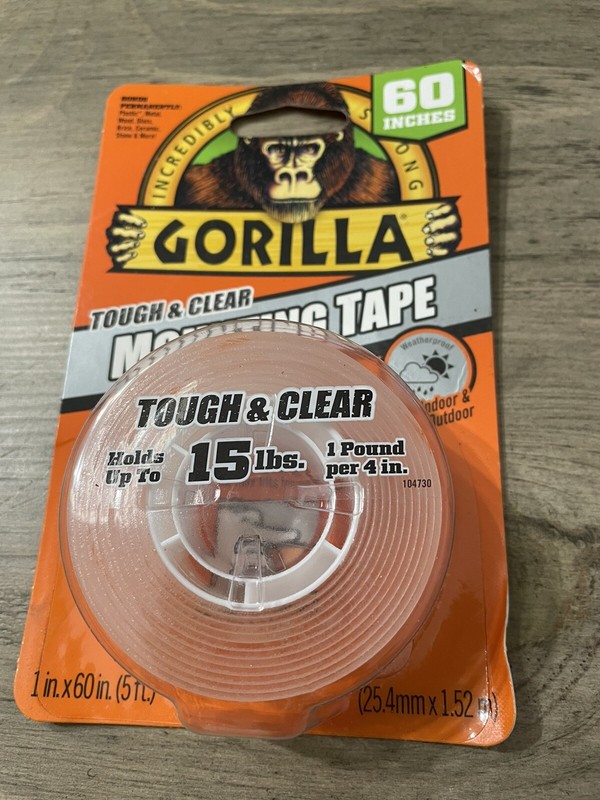 Gorilla Tough & Clear Double Sided Mounting Tape, 1" X 60" Holds Up To