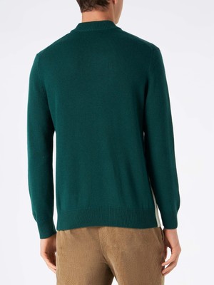 Pre-owned Mc2 Saint Barth Man Green Sweater With Knitted Postcard