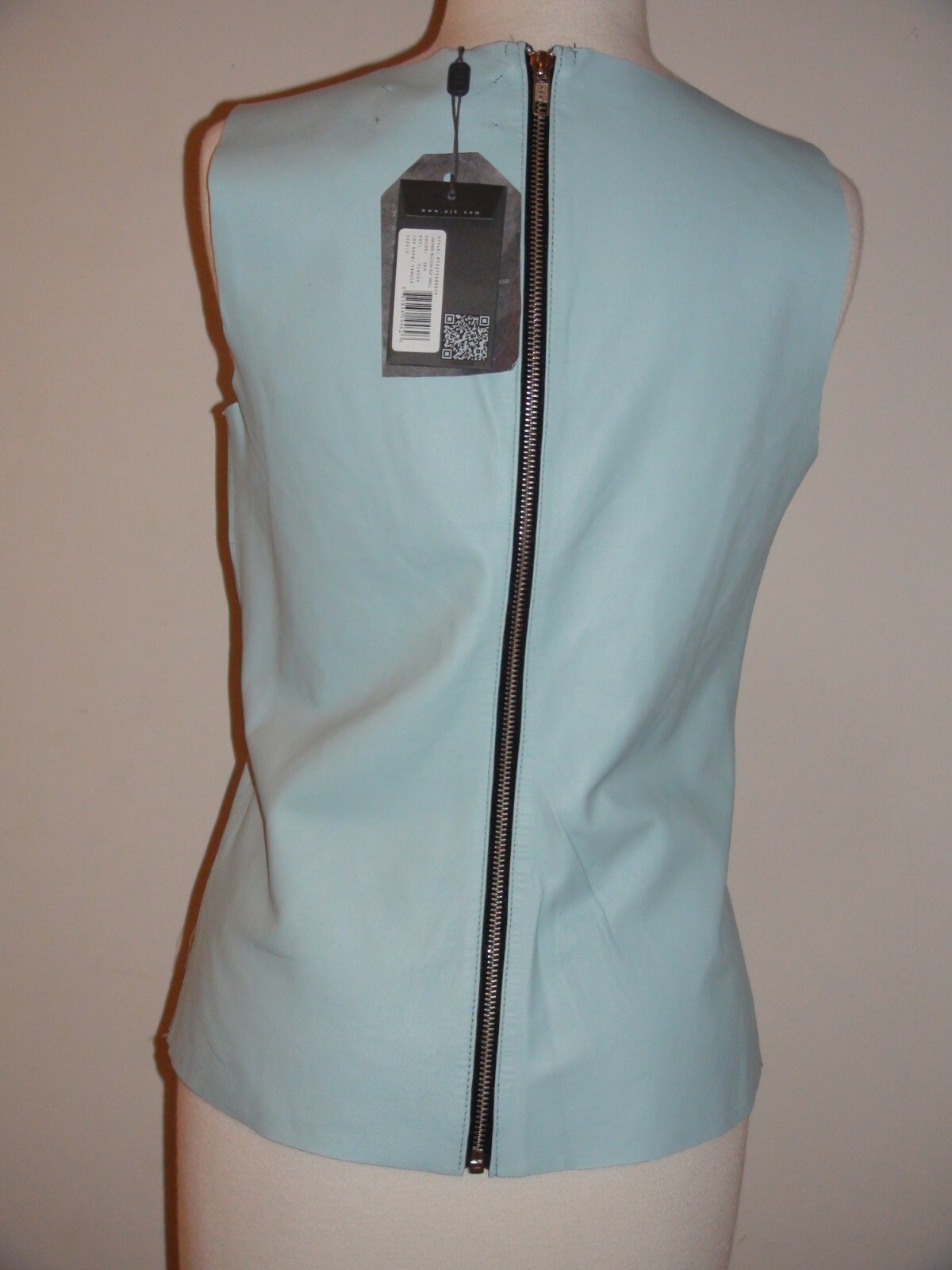 Pre-owned Patterson J. Kincaid Pjk Patterson J Kincaid Melissa Leather Shell Top Blue Size Xs