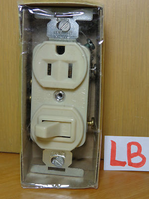 New Eagle 991v Ivory Duplex Switch & Outlet Toggle15A AC/DC NEMA 5 15R 991 v