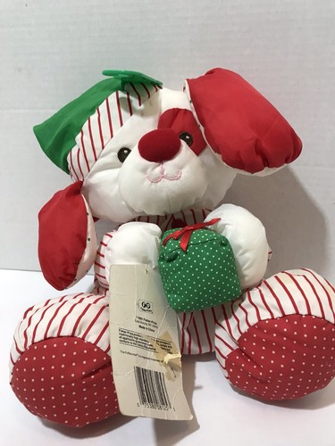 Fisher Price Puffalump Plush Christmas Puppy Dog White Red Present 1991