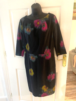 CLEMENTS RIBEIRO PORTOBELLO  Special Occasion  DRESS Size UK 14 Black Multi VGC