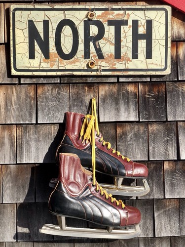 Vintage Old Hockey Leather Skates, Ice Hockey Skates Men’s Size 12 Made Canada