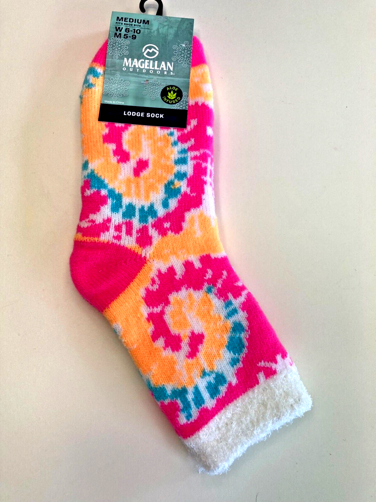 Medium Crew Tie Dye Pnk/org M-5-9 W 6-10 Aloe Infused