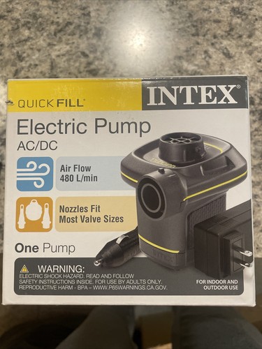 Intex Quick-Fill AC/DC Electric Air Pump, 110-120V AC/12V DC, Indoor and Vehicle