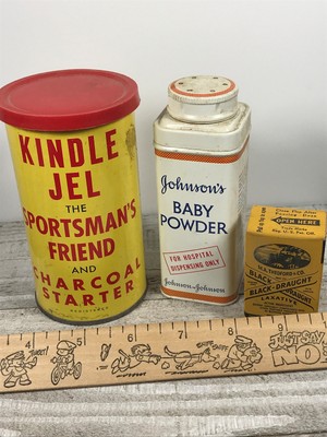 Vtg Medicine Lot Kindle Jel Baby powder Black Draught laxative