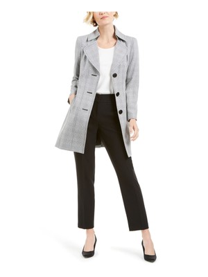

LE SUIT Женская черная вечерняя куртка в клетку с поясом, Черный, 50038683