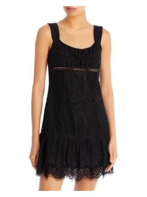 Женское короткое платье-футляр AQUA Womens черного цвета на подкладке без рукавов с круглым вырезом и застежкой на молнию S