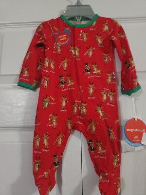 NWT Magnetic Me Rollicking Reindeer Modal Magnetic Footie Christmas Size Newborn