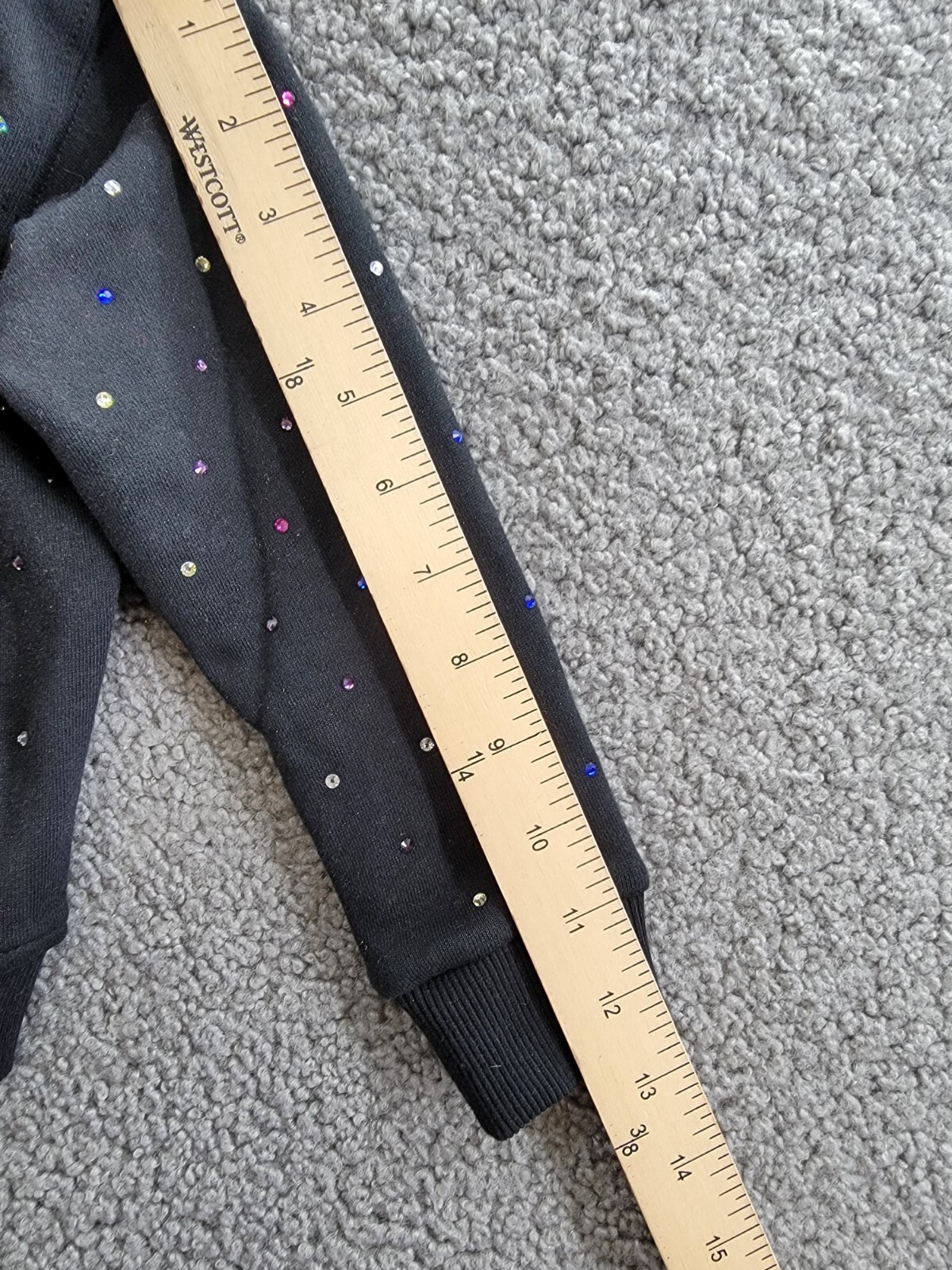 Terez Gems Full Zip Hoodie Toddler Girls' 4 Black Kangaroo Pockets Long Sleeve - Picture 5 of 15