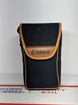 Vintage Canon Black Brown Vinyl Belt Loop Carrying Case for Compact Camera Japan