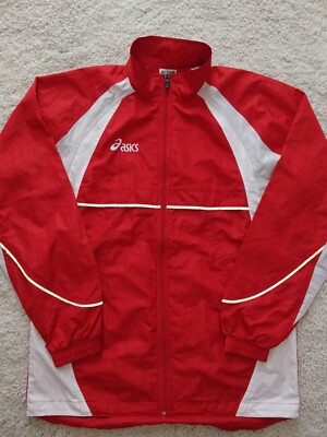 ASICS 90's Vintage Mens Track Top Jacket Running Red