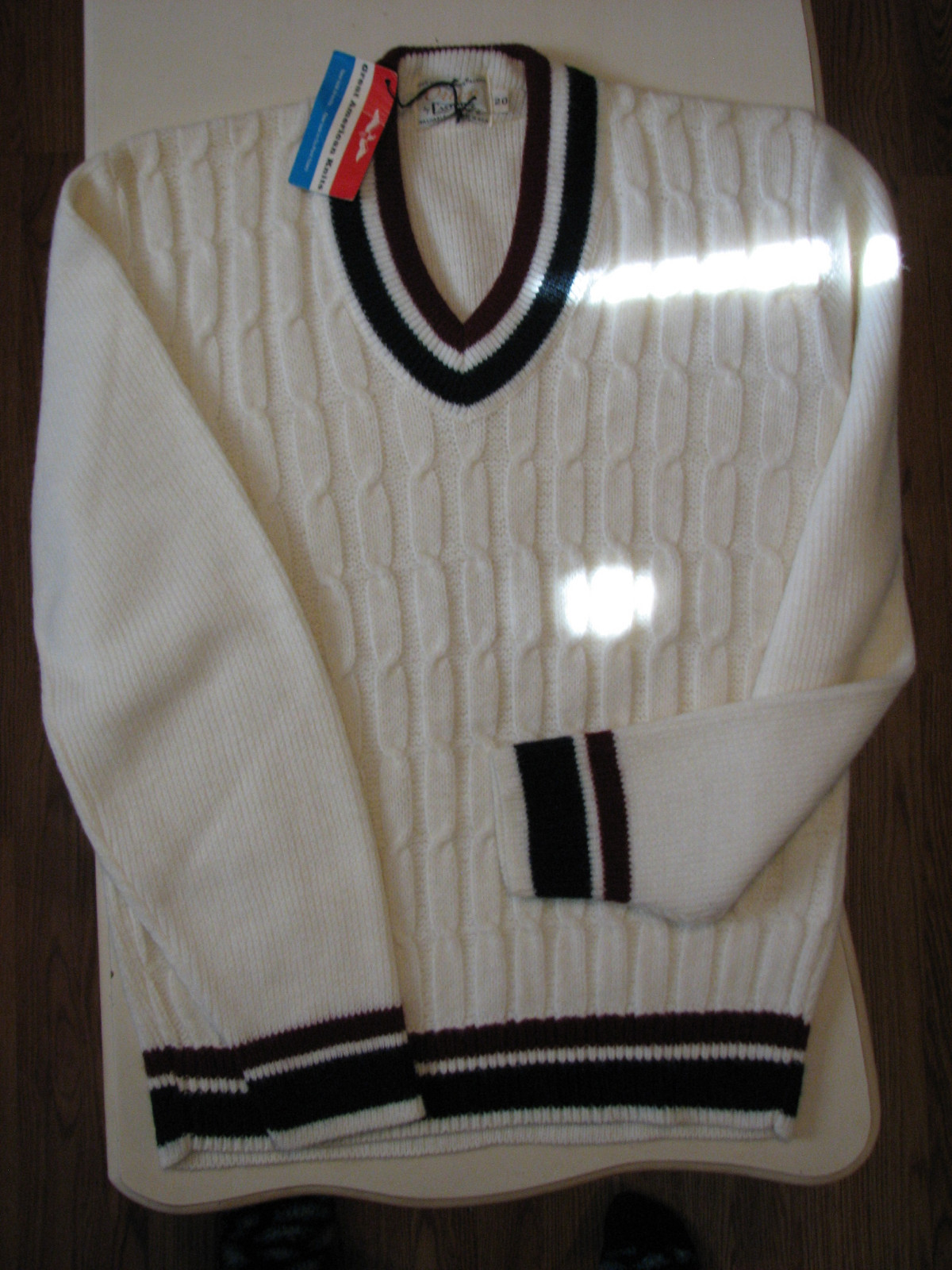 Orlon by CAMPUS Vintage 50's/60's Cable Knit V-Neck Sweater NEW W/ TAGS