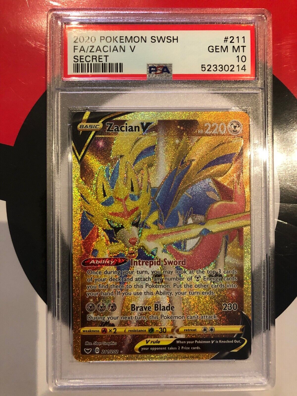 Pokemon - Zacian V - 211/202 - Sword/Shield - Gold Secret Pokemon - Zacian V - 211/202 - Sword/Shield - Gold Secret
