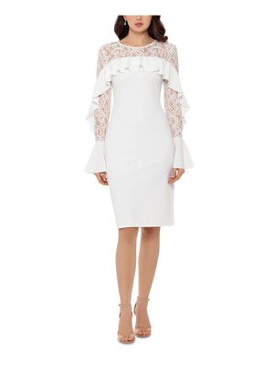 

Женское вечернее платье-футляр длиной до колена с рукавами-колокольчиками цвета слоновой кости BETSY - ADAM, Цвет слоновой кости