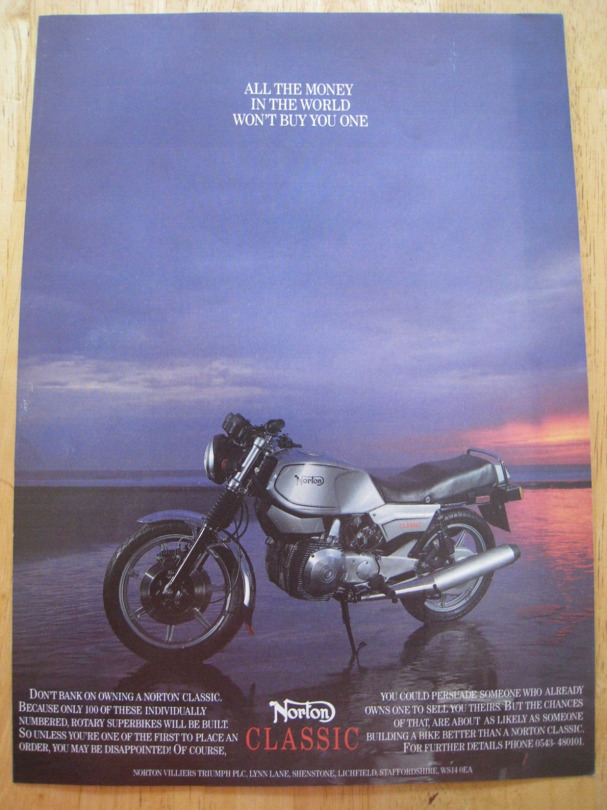 NORTON CLASSIC MOTORCYCLE VILLIERS TRIUMPH PLC STAFFS ADVERT A4 SIZE FILE 17