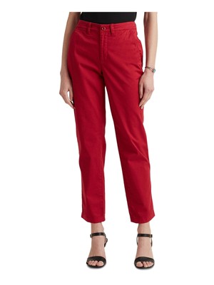 

LAUREN RALPH LAUREN Женские красные прямые брюки длиной до щиколотки Petites, Красный, 201812287004