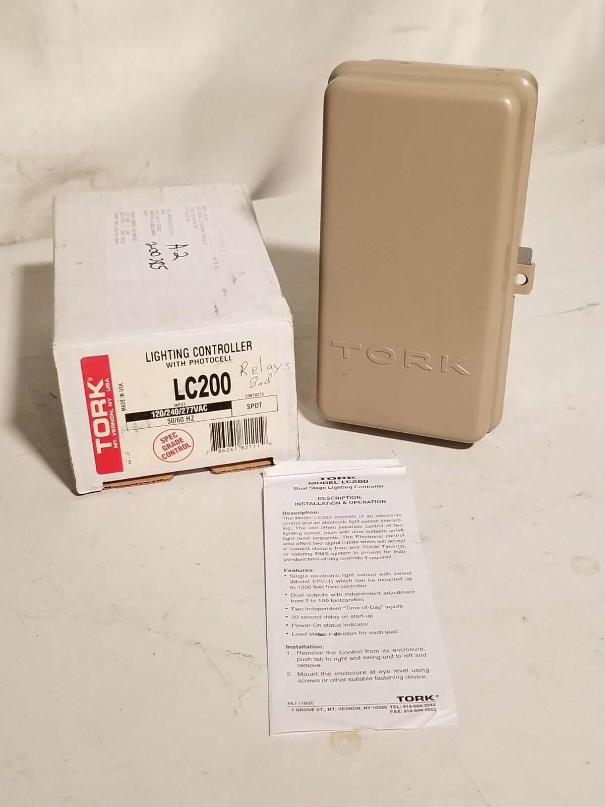 Tork LC200 lighting controller with EPC1 photocell, bad relays