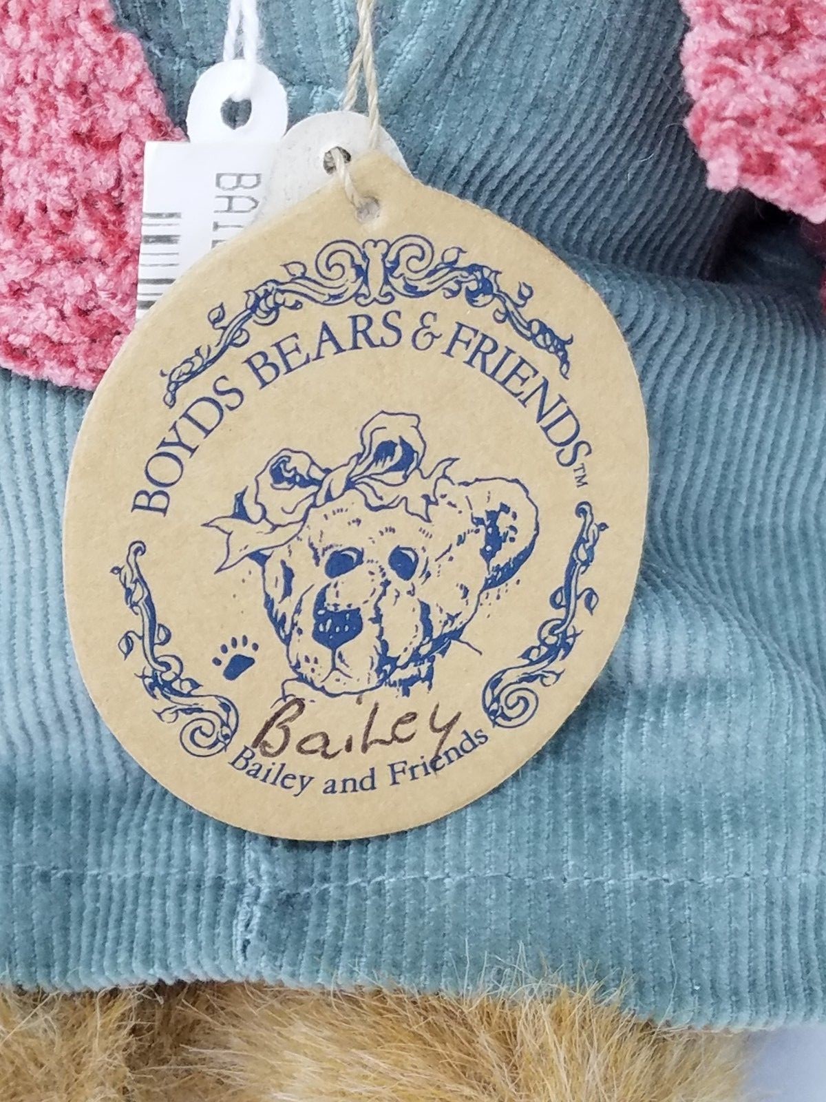 Boyds Bear Plush Bailey Bear #9199 in Corduroy Dress/Pink Sweater/Hat, Bearwear